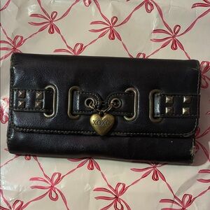 XOXO Black Leather Wallet with Gold Accents